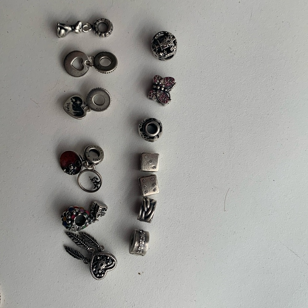 Cute set Pandora necklace , earrings, brackets with charms!